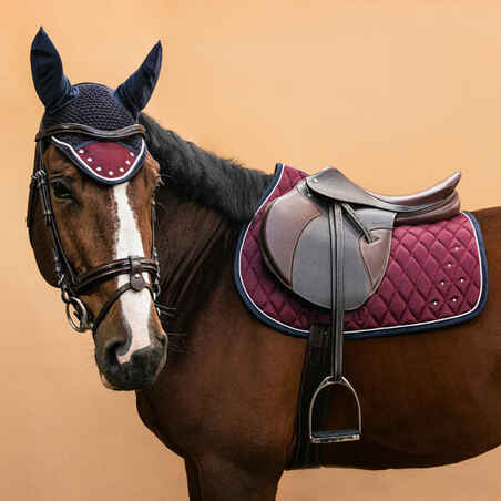 Horse & Pony Saddle Cloth 100 - Dark Burgundy Rhinestones