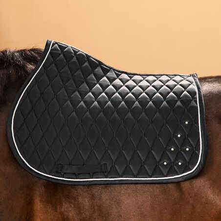 Mantilla Silla Equitación 500 Negro Cristales Brillantes Caballo Poni