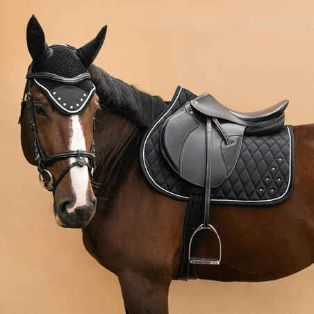 Horse & Pony Saddle Cloth 100 - Black Rhinestones