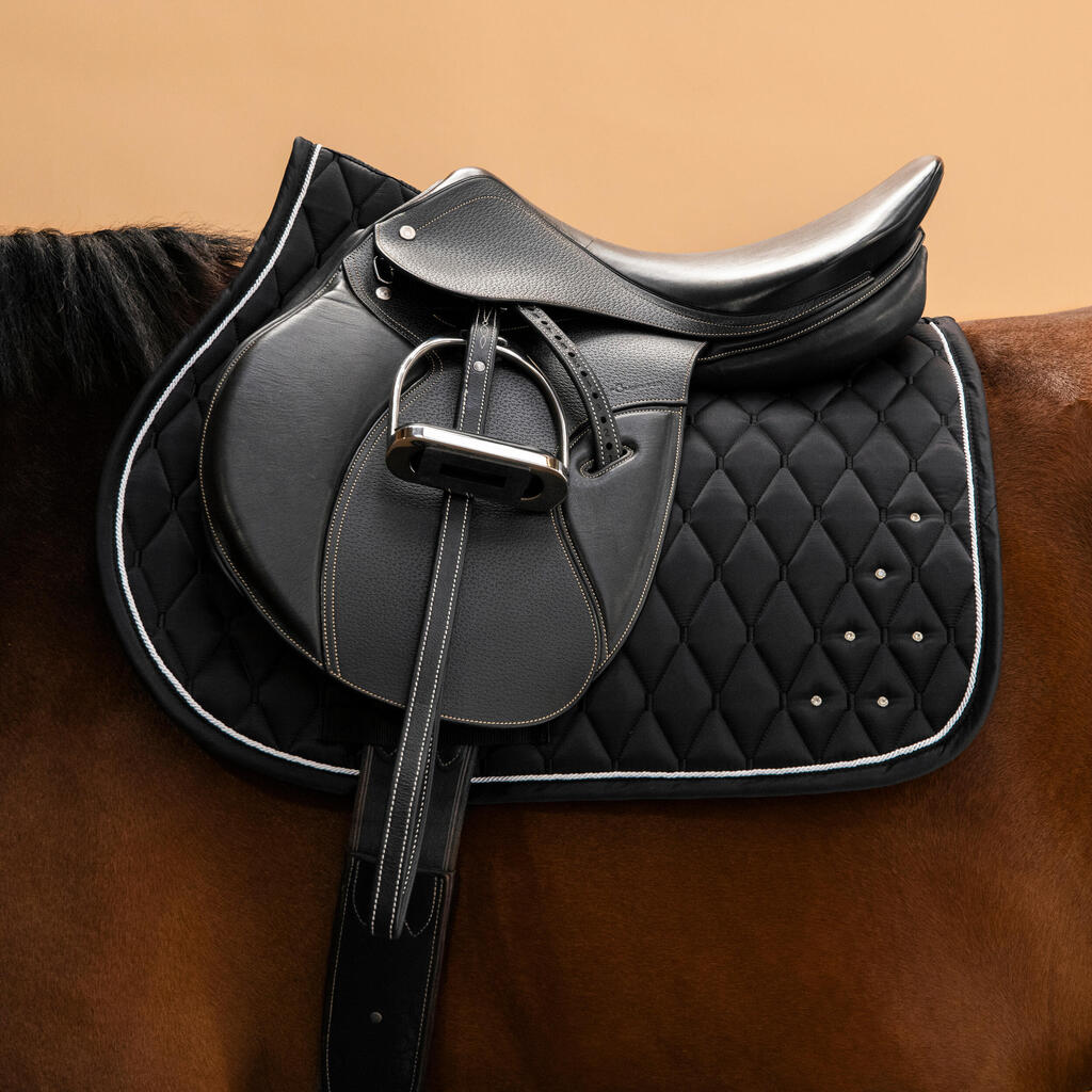 Tapis de selle équitation strass Cheval et Poney - 500 noir