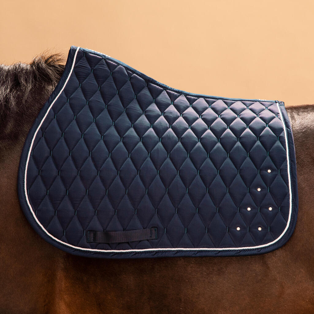 Horse and Pony Riding Rhinestone Saddle Cloth 500 - Navy