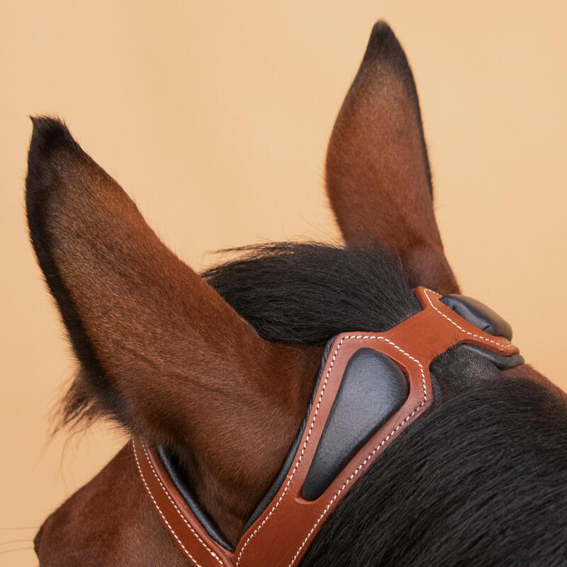 Filet équitation cuir muserolle française Cheval et Poney - 900 marron clair