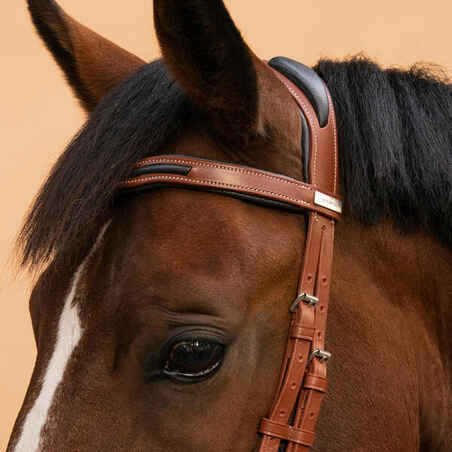 Horse Riding Horse & Pony Leather Bridle With French Noseband 900 - Light Brown