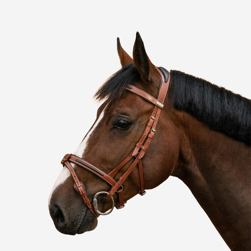Hoofdstel paard en pony leer Franse neusriem 900 lichtbruin