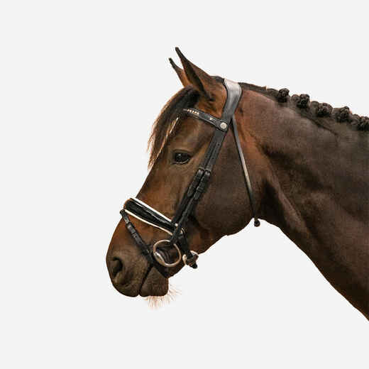 Dressur-Trense Pferd/Pony - 900 schwarz/weiss