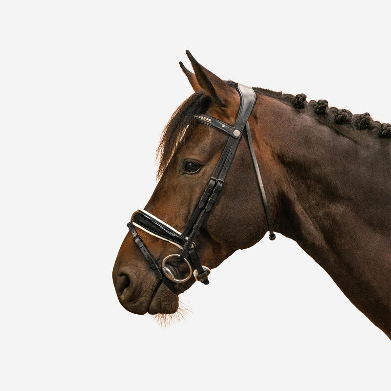 Cabeçada de Dressage Equitação Cavalo e Pónei 900 Preto/Branco