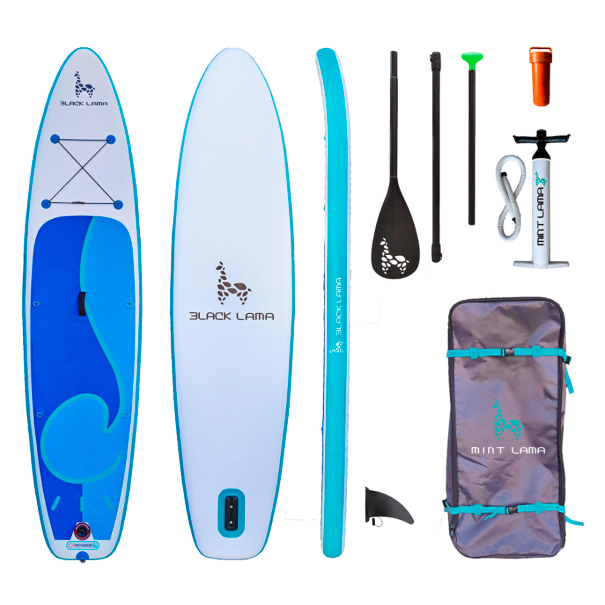 SUP-Board Pack Stand-up-Paddle aufblasbar Touring - Mint Lama Alpaka 11'0" 32/32