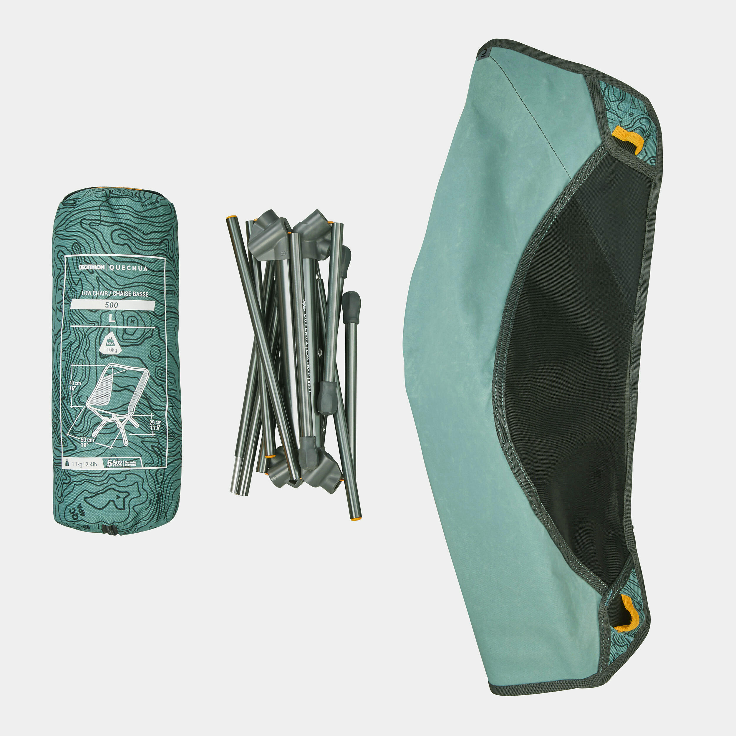 LOW FOLDING CAMPING CHAIR MH500 LIMITED EDITION GREEN 7/9