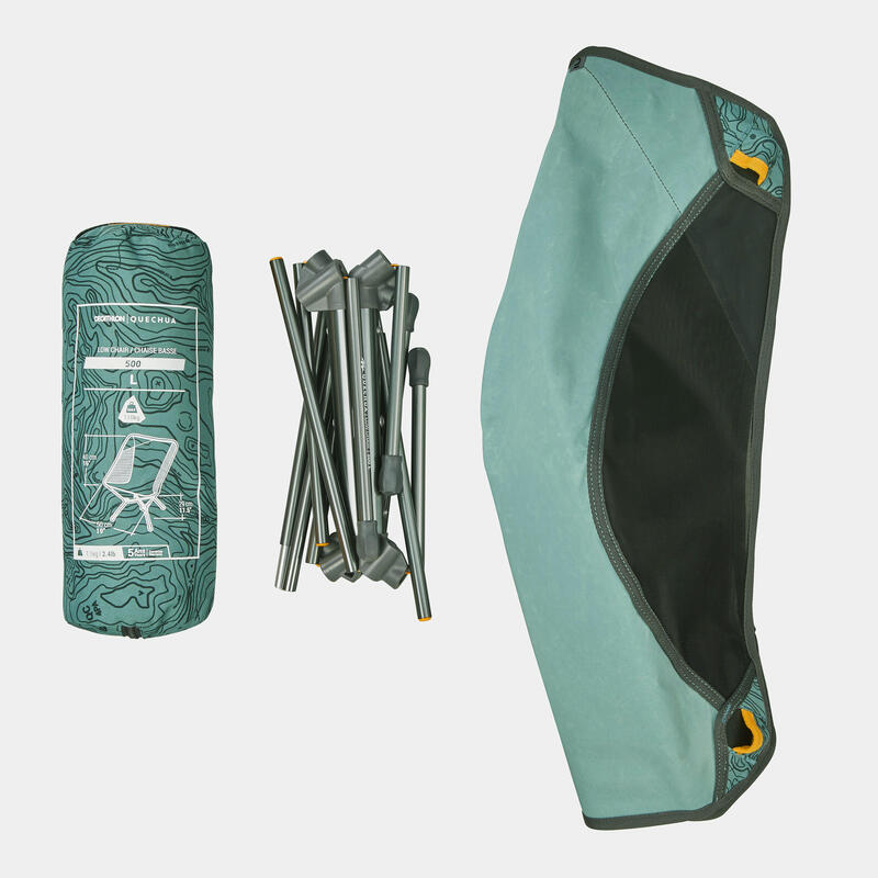 Lage vouwstoel voor de camping MH500 limited edition grijs groen