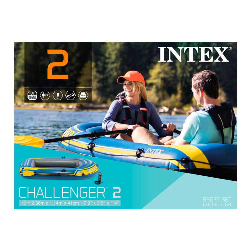 PACK BATEAU GONFLABLE INTEX CHALLENGER 2 - BLEU/JAUNE