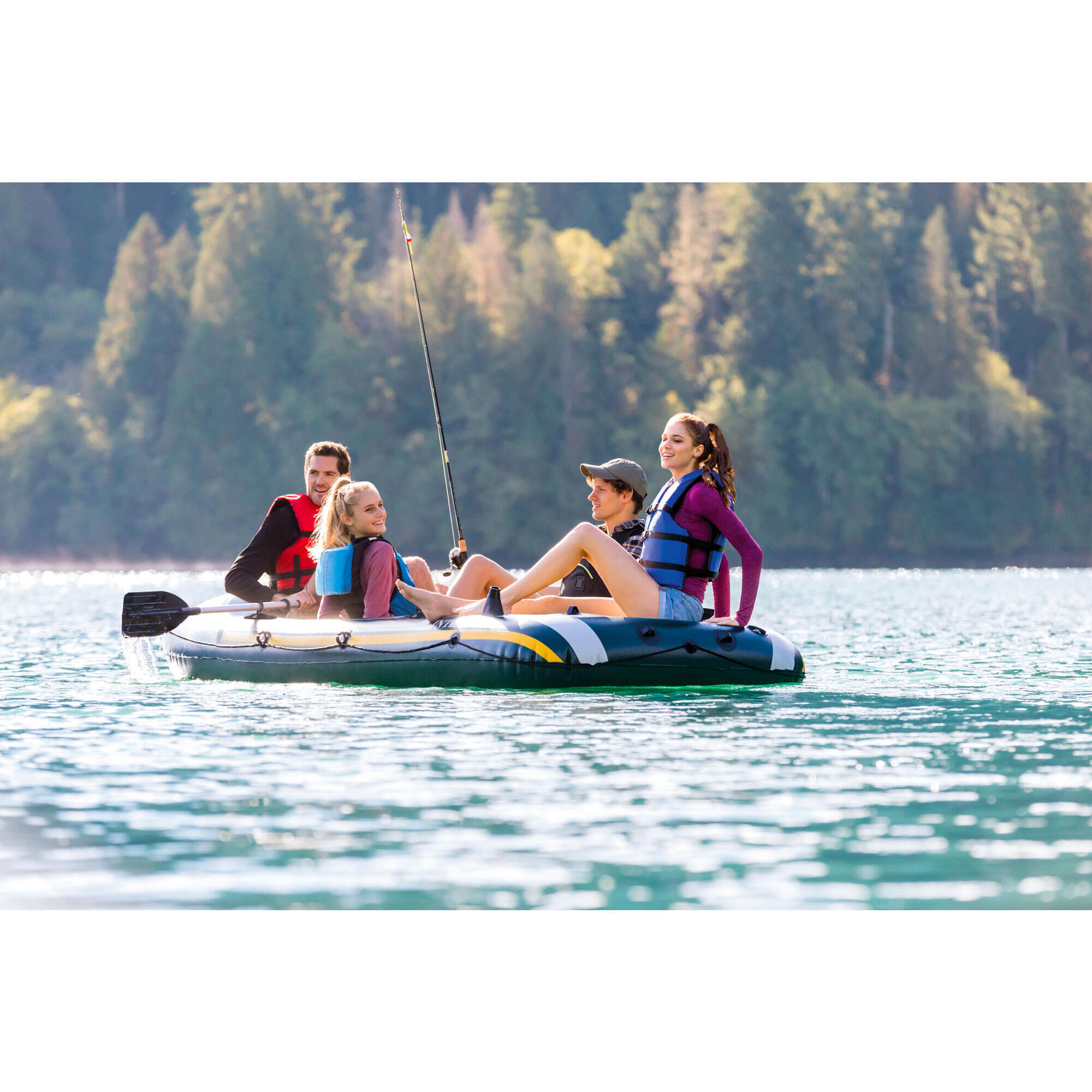 INFLATABLE BOAT PACK INTEX SEAHAWK 4 - GREEN/YELLOW