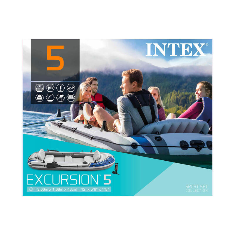 Schlauchboot Set Intex Excursion 5 grau/blau