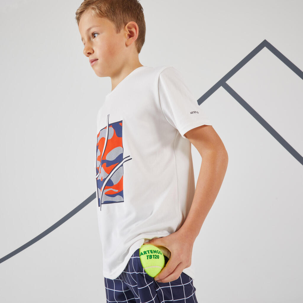 Kinder Tennis T-Shirt - TTS Essentiel weiss - Tennis is in the air