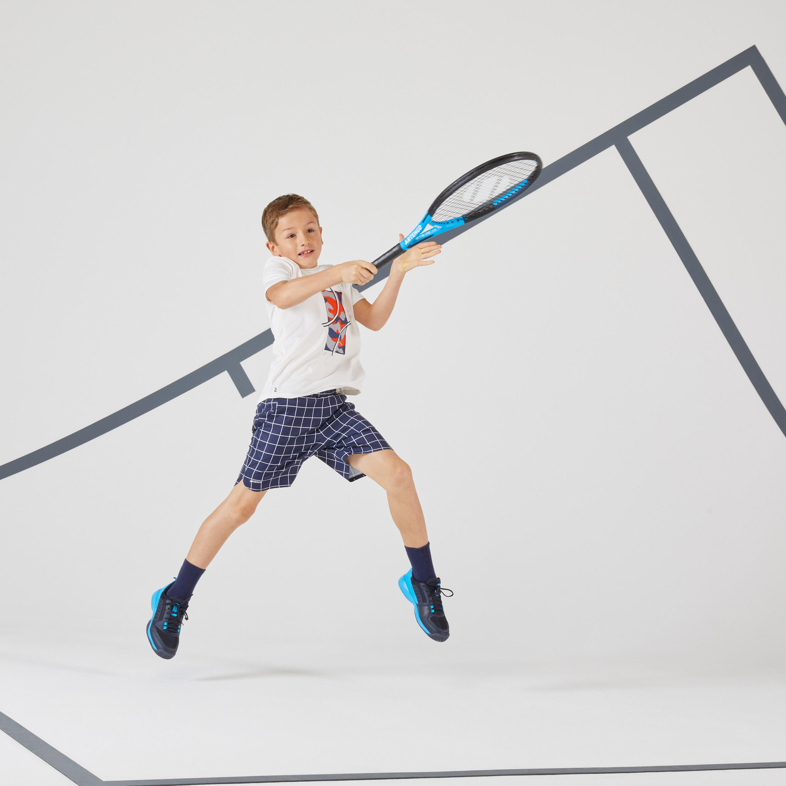 Kids' Tennis Shoes with Laces TS500 Fast Nightsky