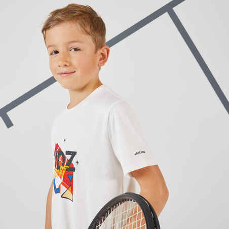 T-shirt tennis garcon - TTS 100 blanc