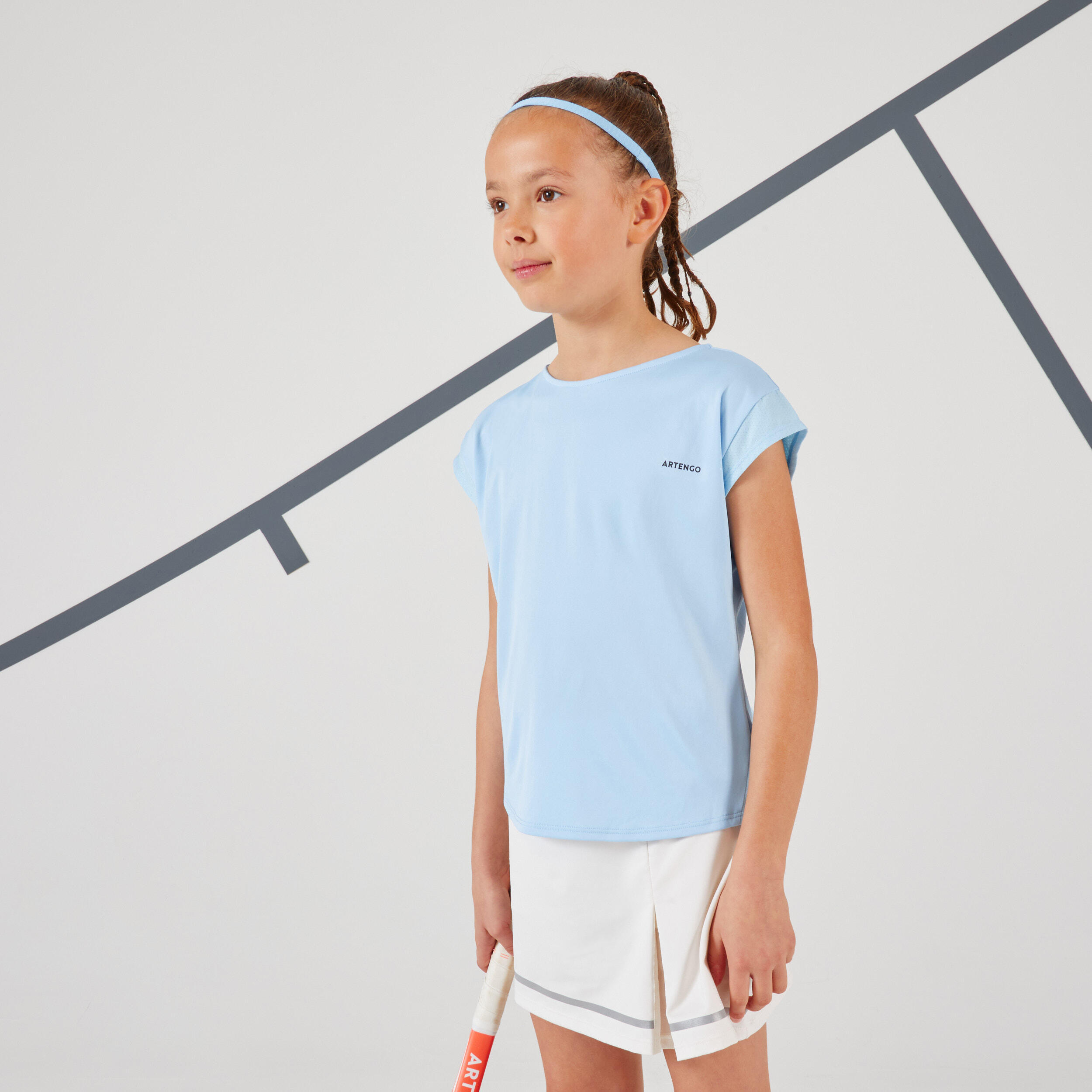 ARTENGO Girls' Tennis T-Shirt TTS500 - Blue
