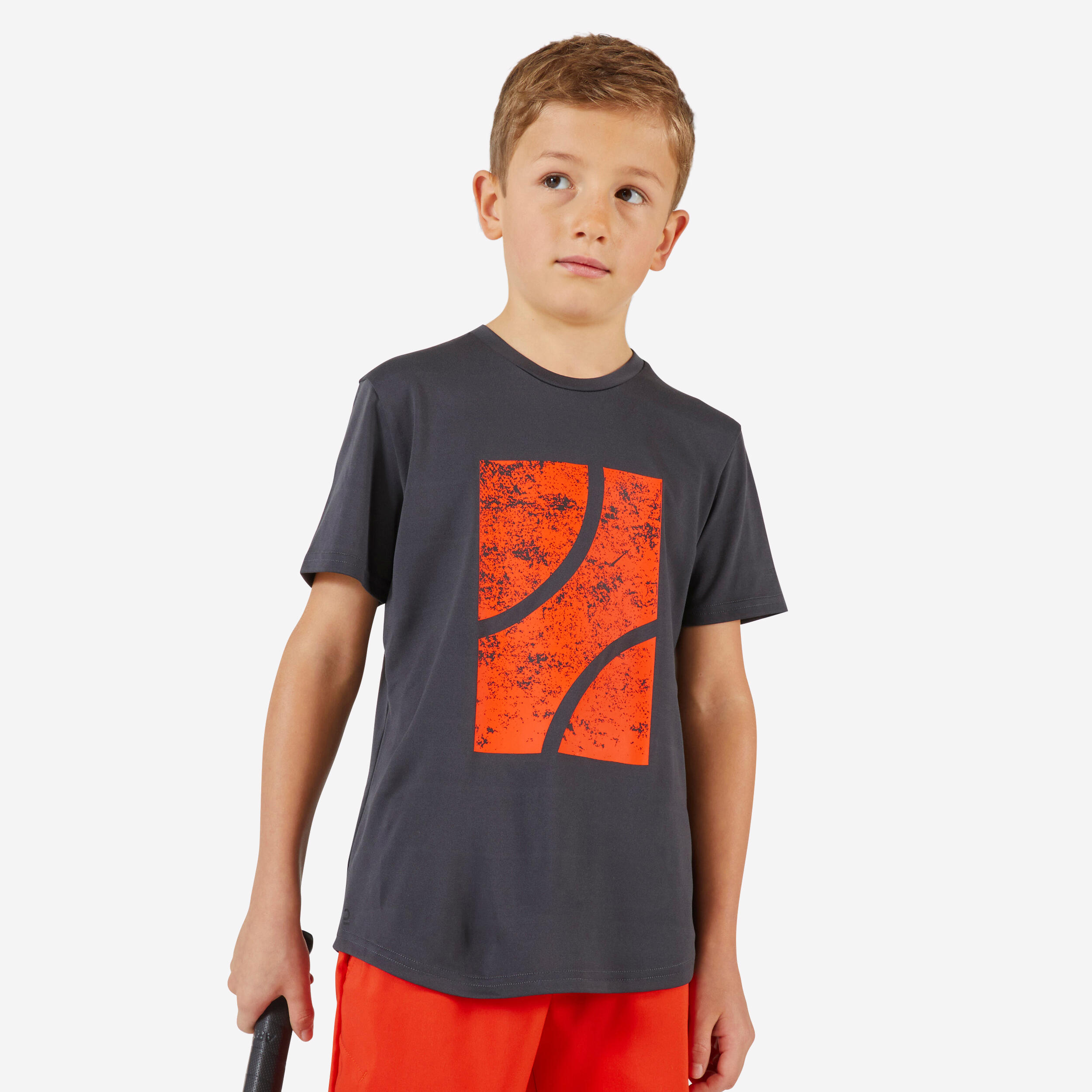 ARTENGO Boys' Tennis T-Shirt 100 - Grey