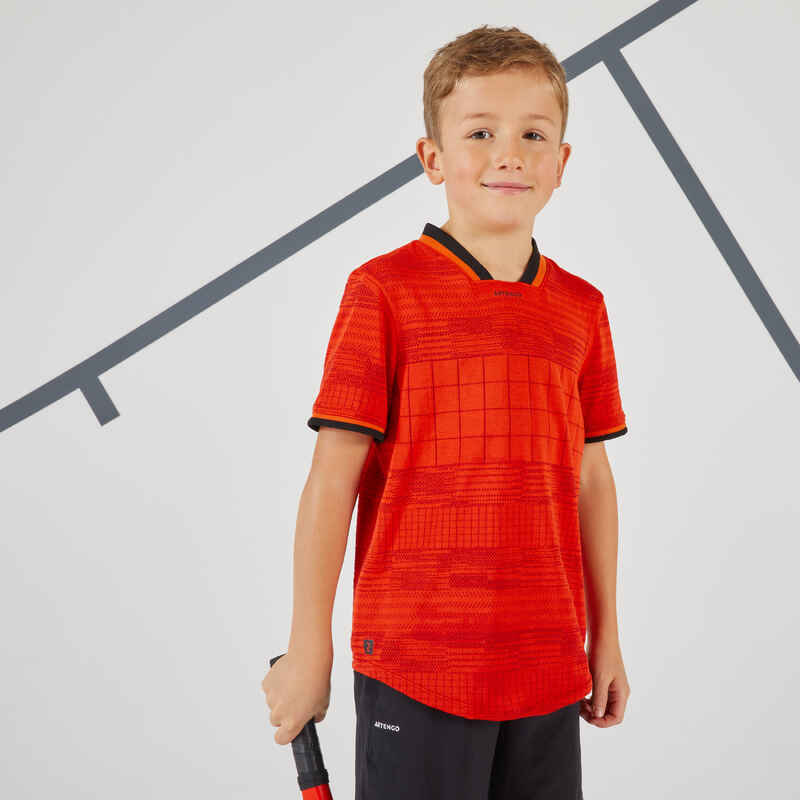 Camiseta de tenis manga corta Niños TTS900 Artengo rojo