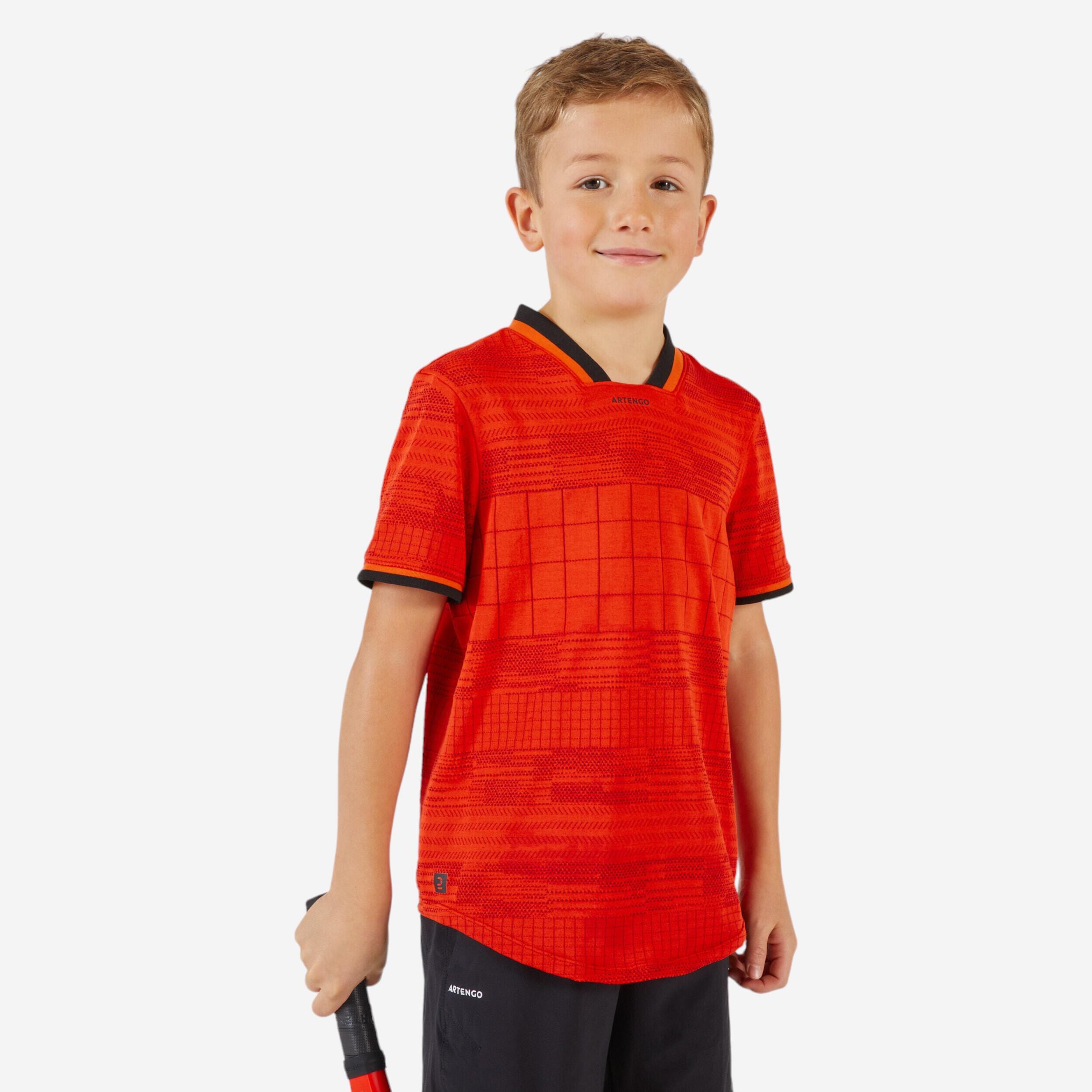 T shirt de tennis garcon TTS900 rouge Decathlon Cote d Ivoire