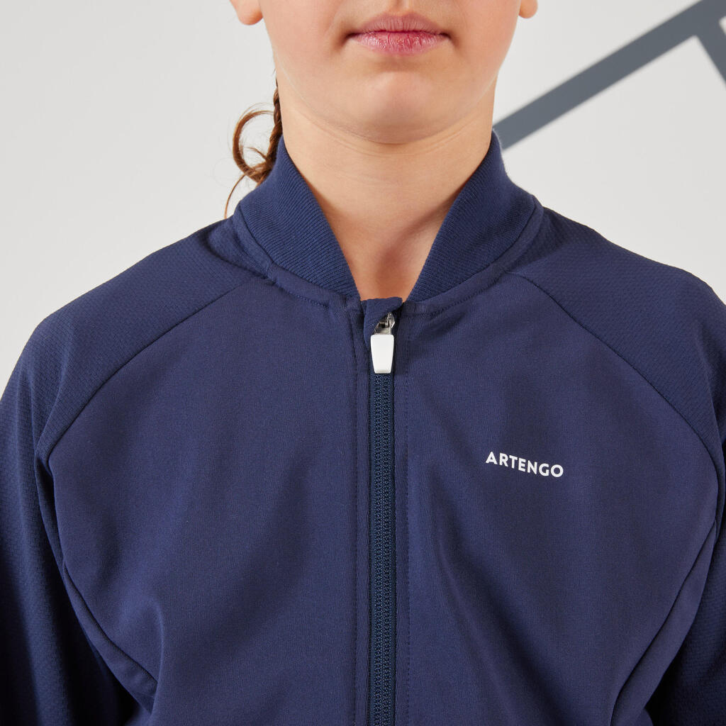 Girls' Tennis Jacket TJK500 - Navy Blue