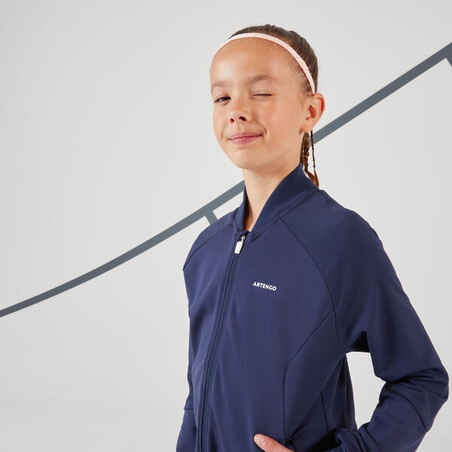 Girls' Tennis Jacket TJK500 - Navy Blue
