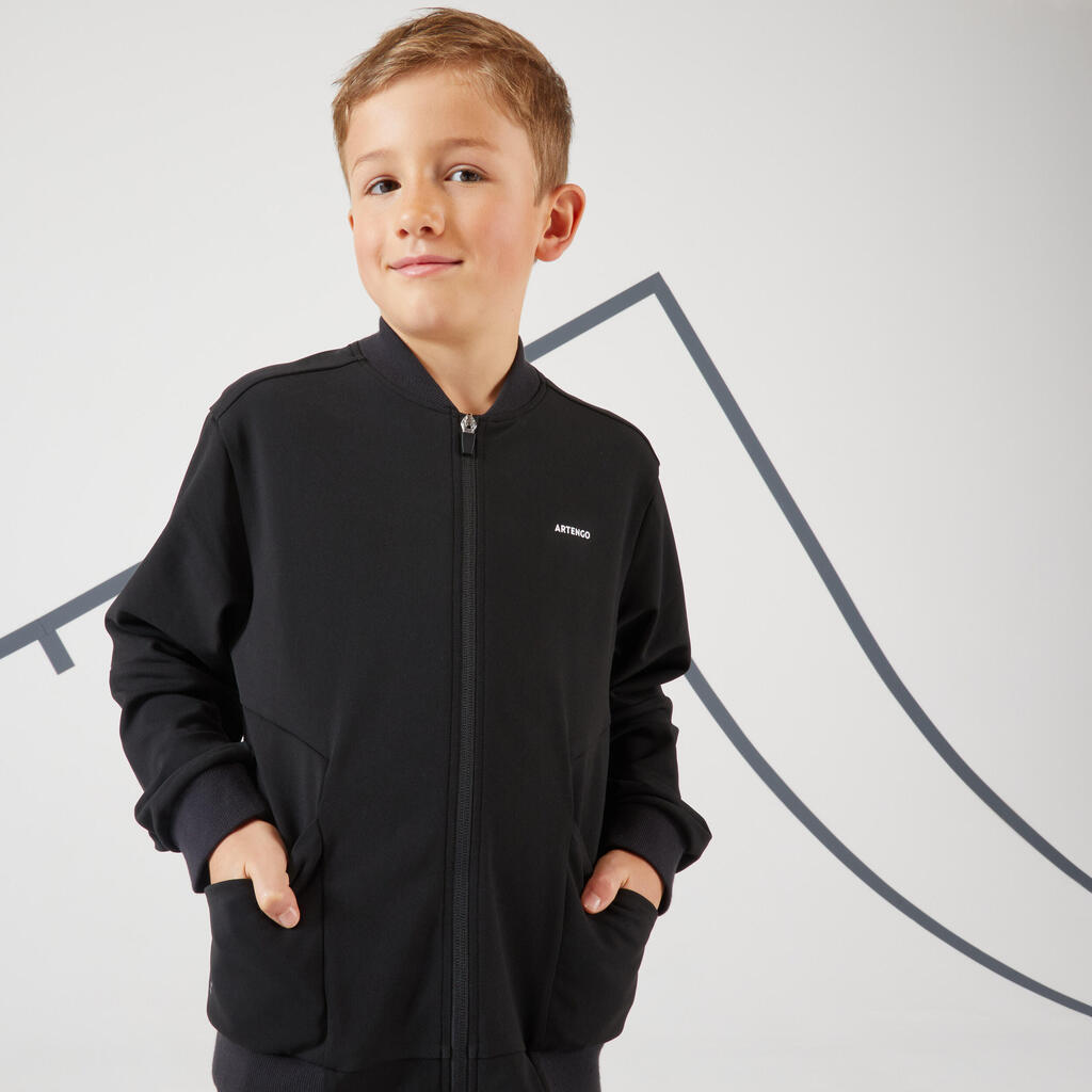 Tennisjacke Kinder TJK500 schwarz