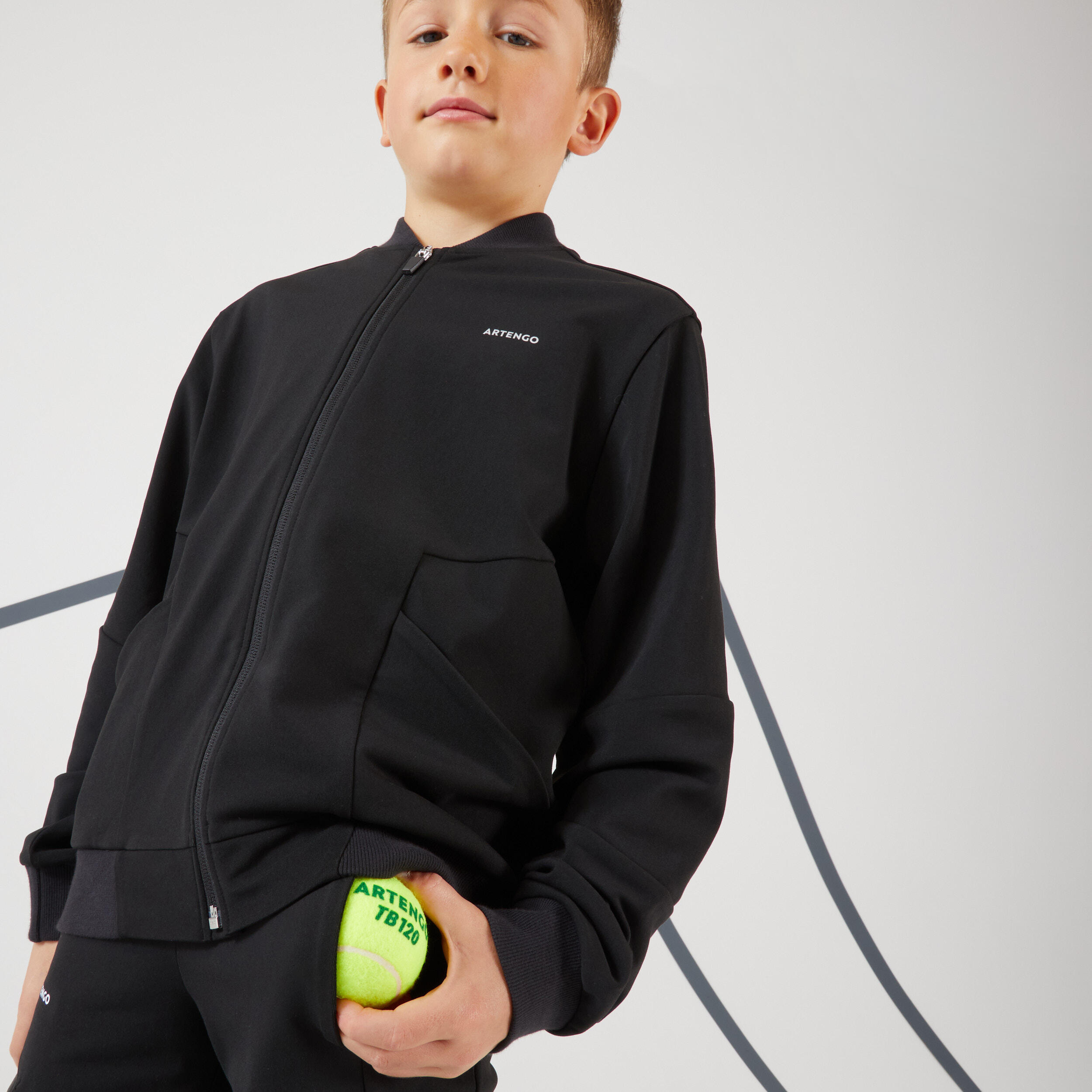 Chaqueta de tenis Niño Artengo TJK500 negro 3/7