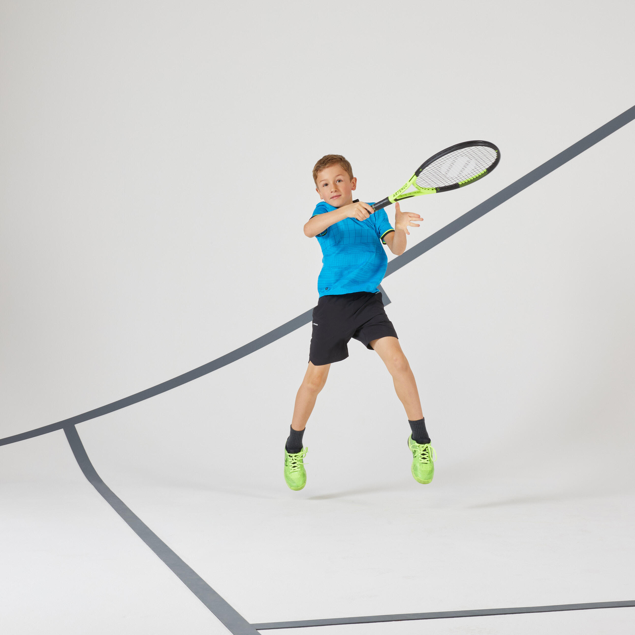 Artengo - T-shirt De Tennis Garcon - Tts900 Bleu - T-shirt Manches Courtes - Tennis - Bleu-turquoise - 10 À 12 Ans - Decathlon
