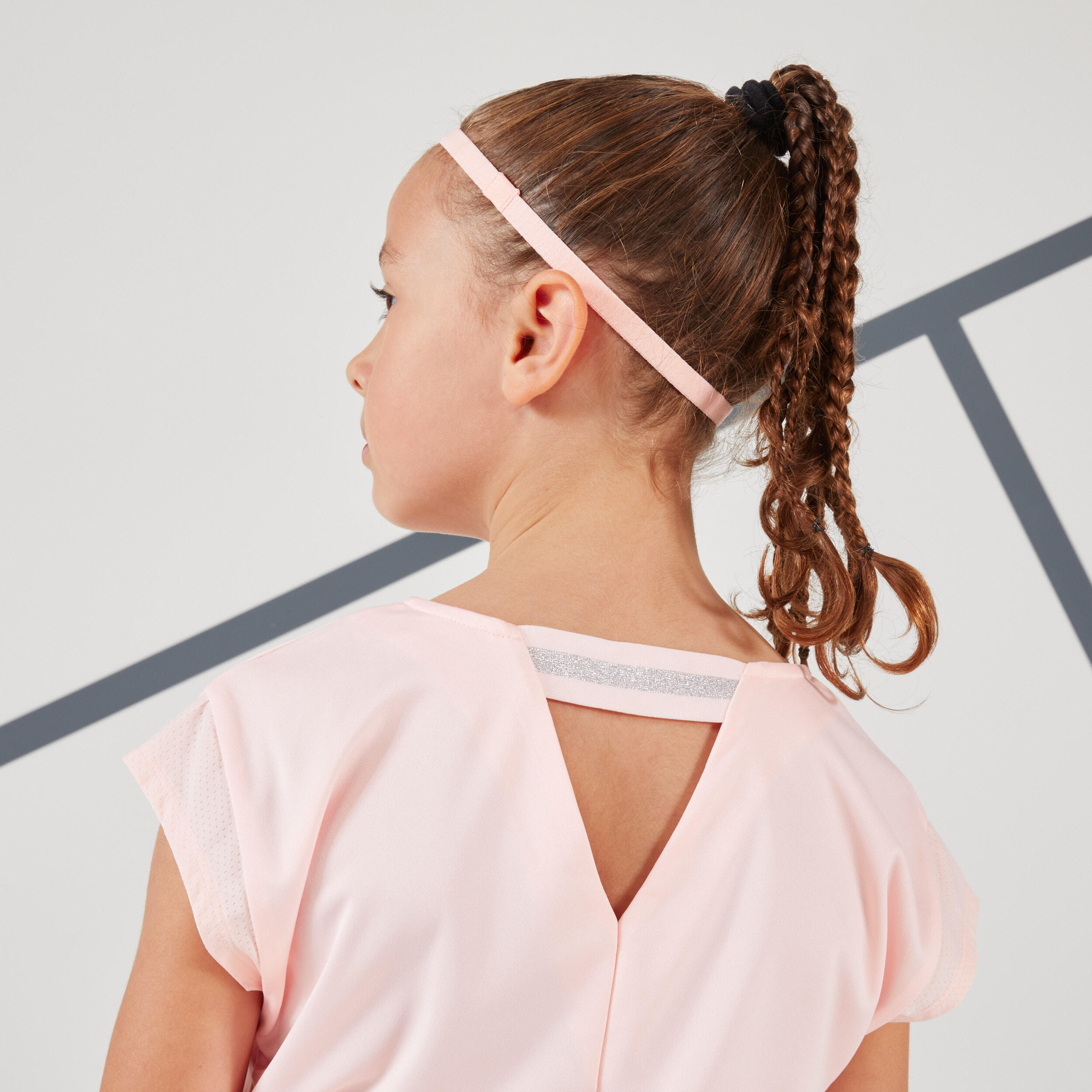 Camiseta de tenis manga corta Niña Artengo 500 rosa 2/6