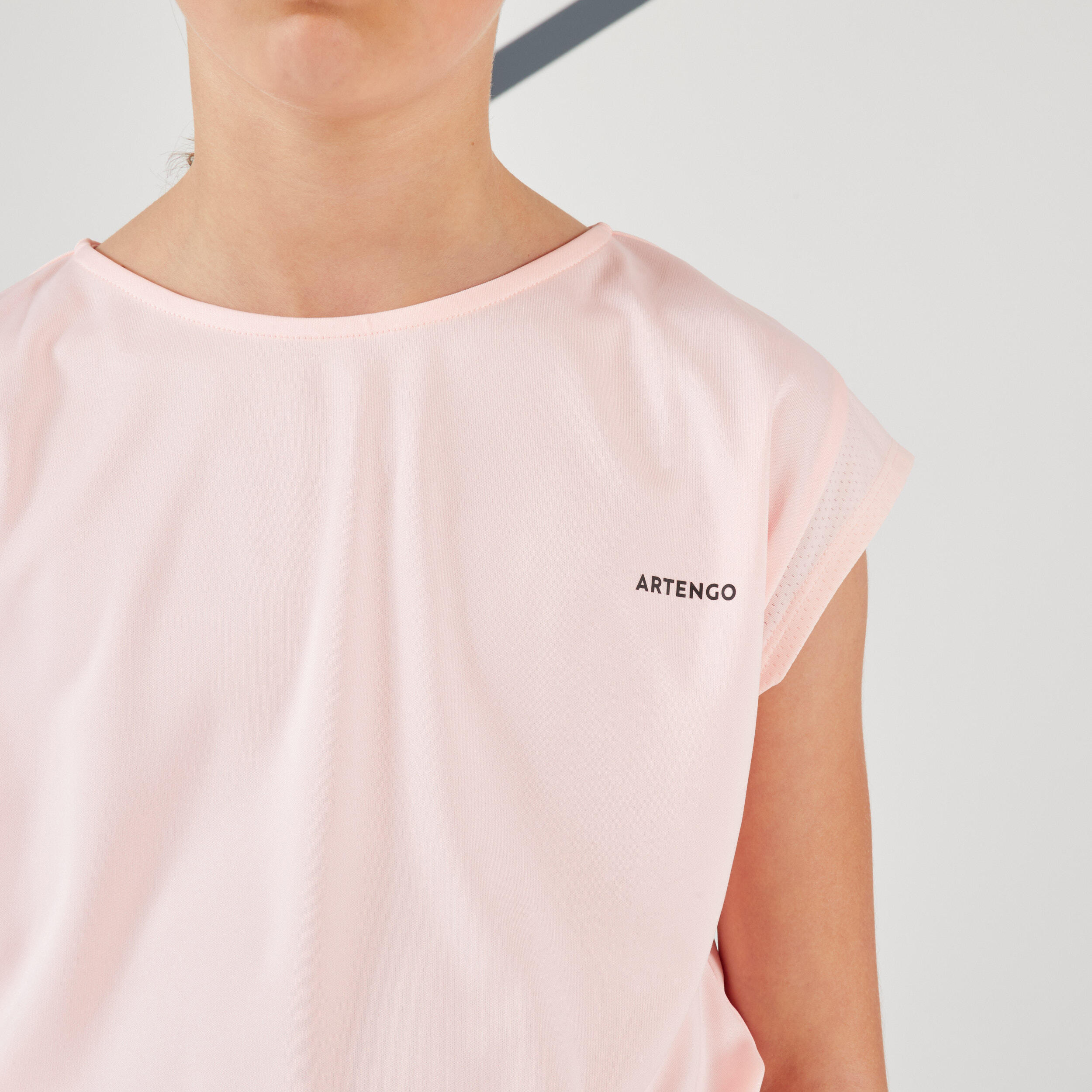Camiseta de tenis manga corta Niña Artengo 500 rosa 5/6