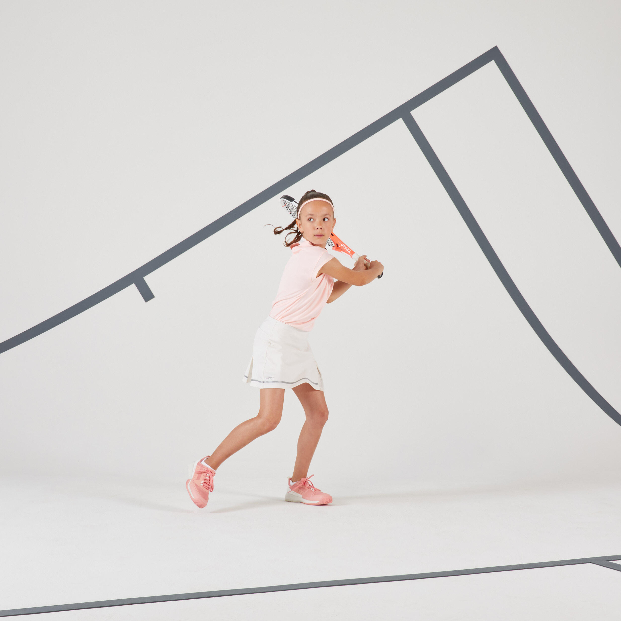 Camiseta de tenis manga corta Niña Artengo 500 rosa 3/6