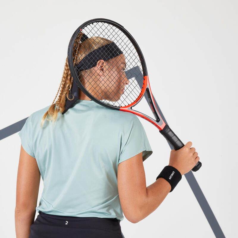 T-Shirt tennis col rond dry soft femme - Dry 500 Vert de gris