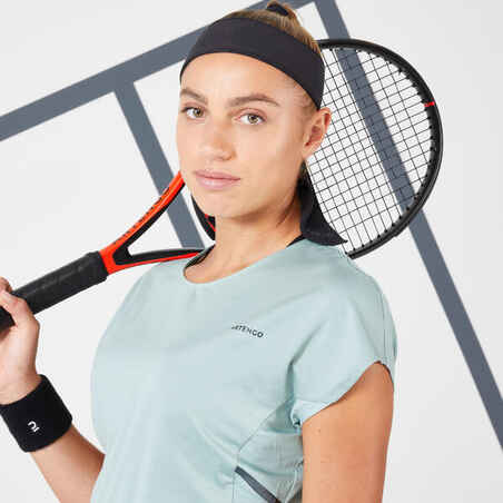 Women's Dry Crew Neck Soft Tennis T-Shirt Dry 500 - Verdigris