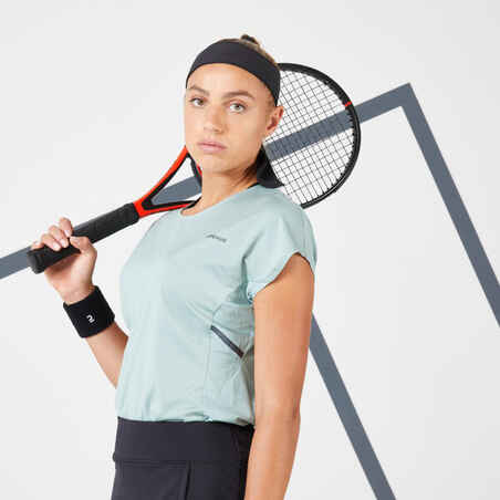 Tennis T-Shirt Damen - Dry Soft 500 graugrün