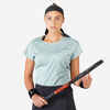 Sieviešu mīksts tenisa T krekls ar apaļu kakla izgriezumu “Dry 500”, pelēkzaļš