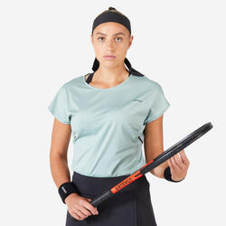 Tennisshirt met ronde hals voor dames Dry 500 grijsgroen