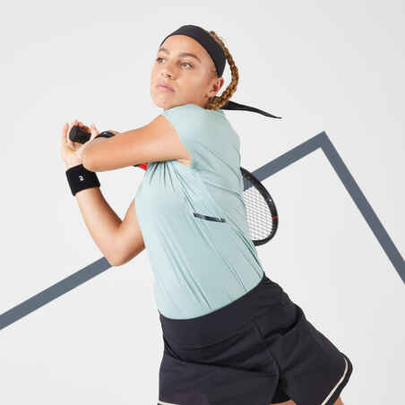 Moteriški teniso marškinėliai su apvalia apykakle „Dry 500“, žali