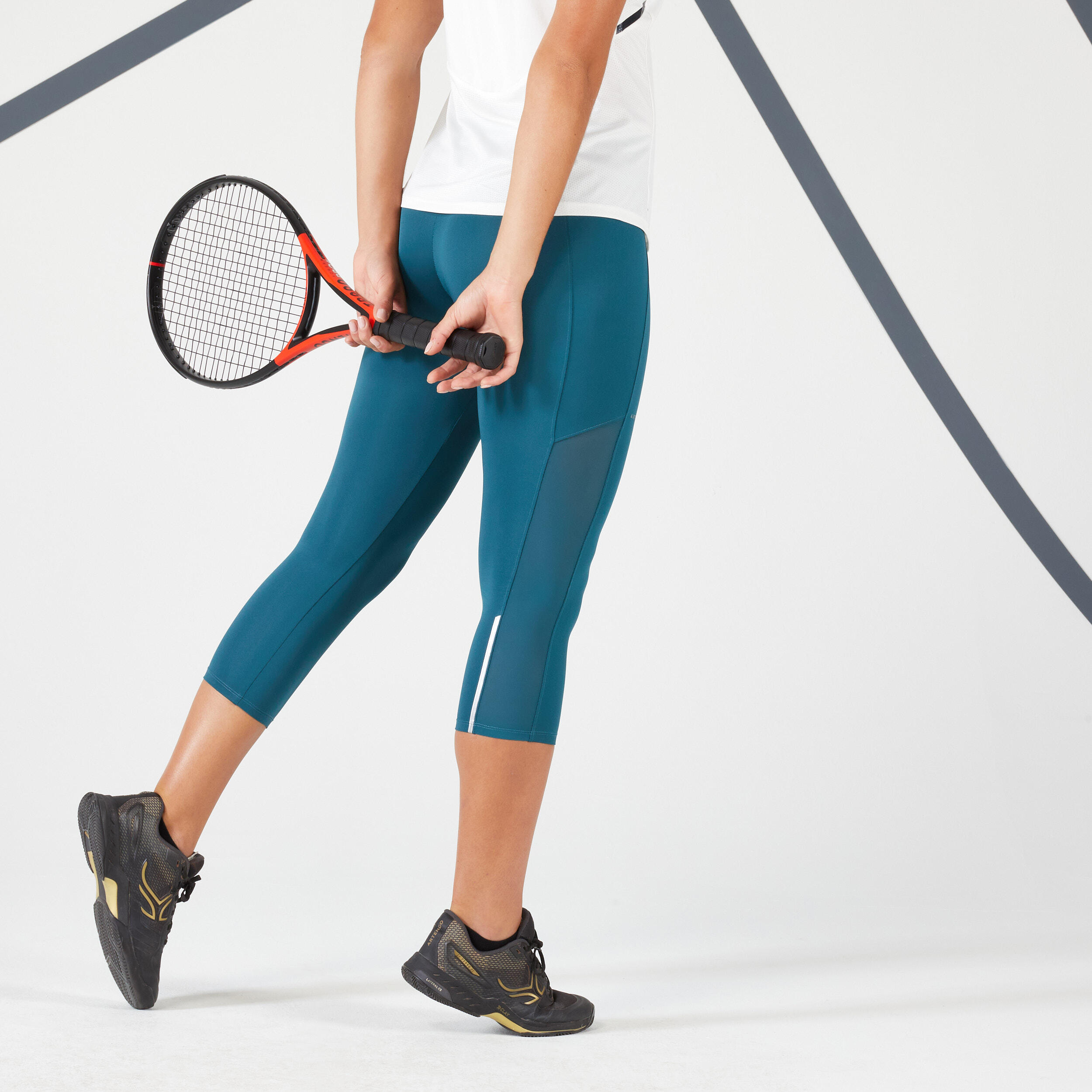 Women's Tennis Quick-Dry Cropped Leggings Dry Hip Ball - Dark Green 3/8
