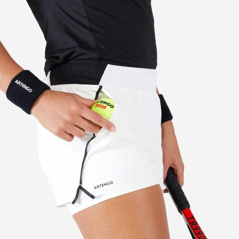 Pantalón corto de tenis mujer Artengo SH Light 900 blanco
