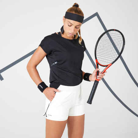 Women's Tennis Lightweight 2-in-1 Shorts Light 900 - Off-White