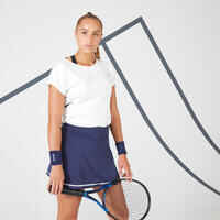 Camiseta de tenis manga corta transpirable mujer Artengo Dry soft 500 blanco