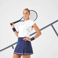 Women's Dry Crew Neck Soft Tennis T-Shirt Dry 500 - Off-White