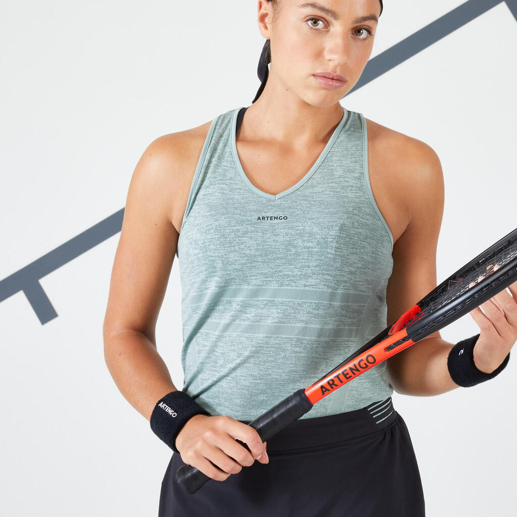 Playera de tenis ligera sin mangas caqui claro para mujer TTK Light