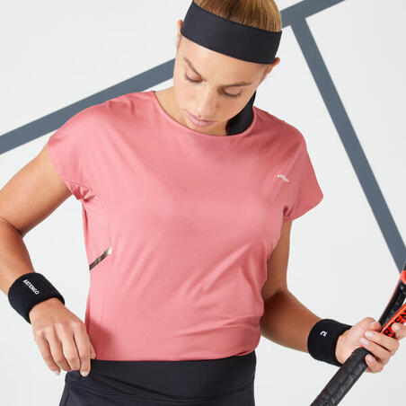Футболка жіноча Dry 500 для тенісу рожева