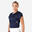 Tricou cu guler rotund Tenis Dry500 Albastru-Negru Damă 