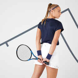 Γυναικείο μαλακό t-shirt τένις με λαιμόκοψη Dry 500 - Μπλε/Μαύρο