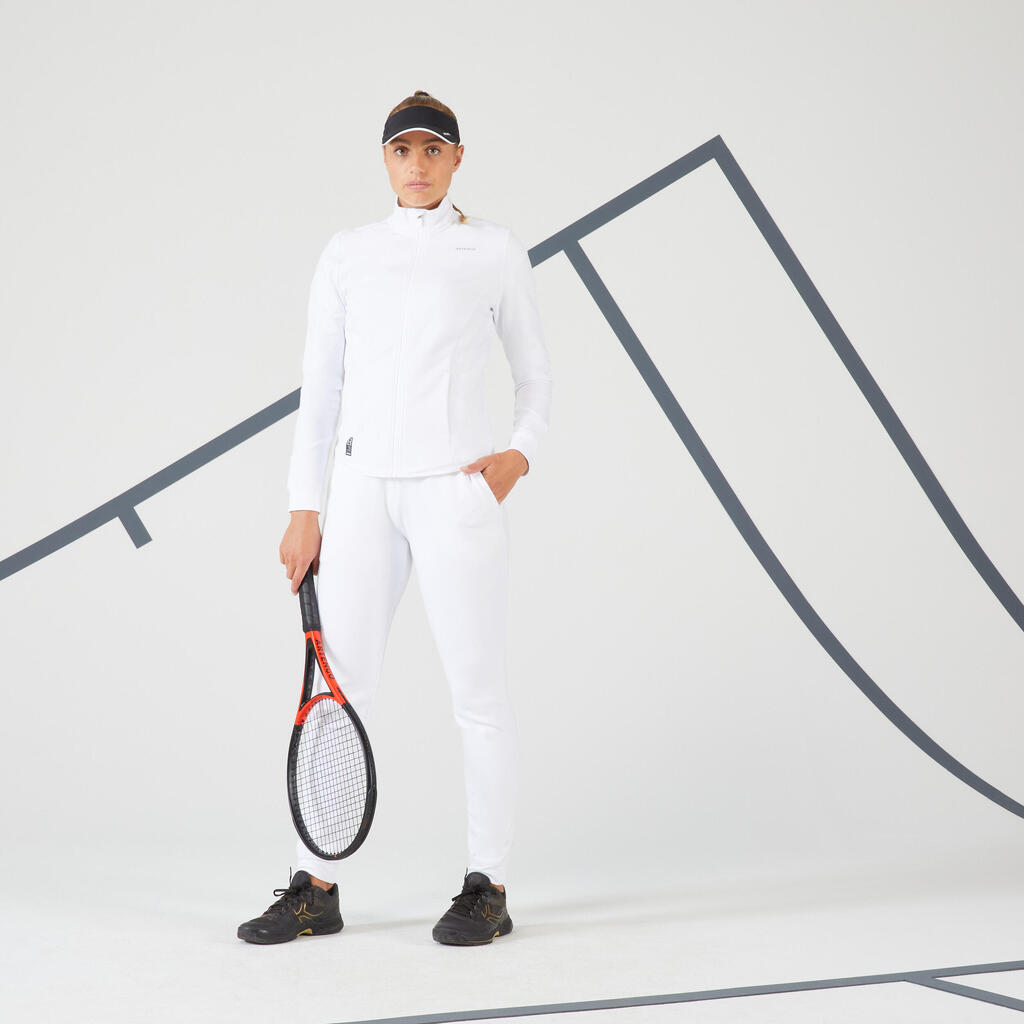 Bele ženske pantalone za tenis DRY 900