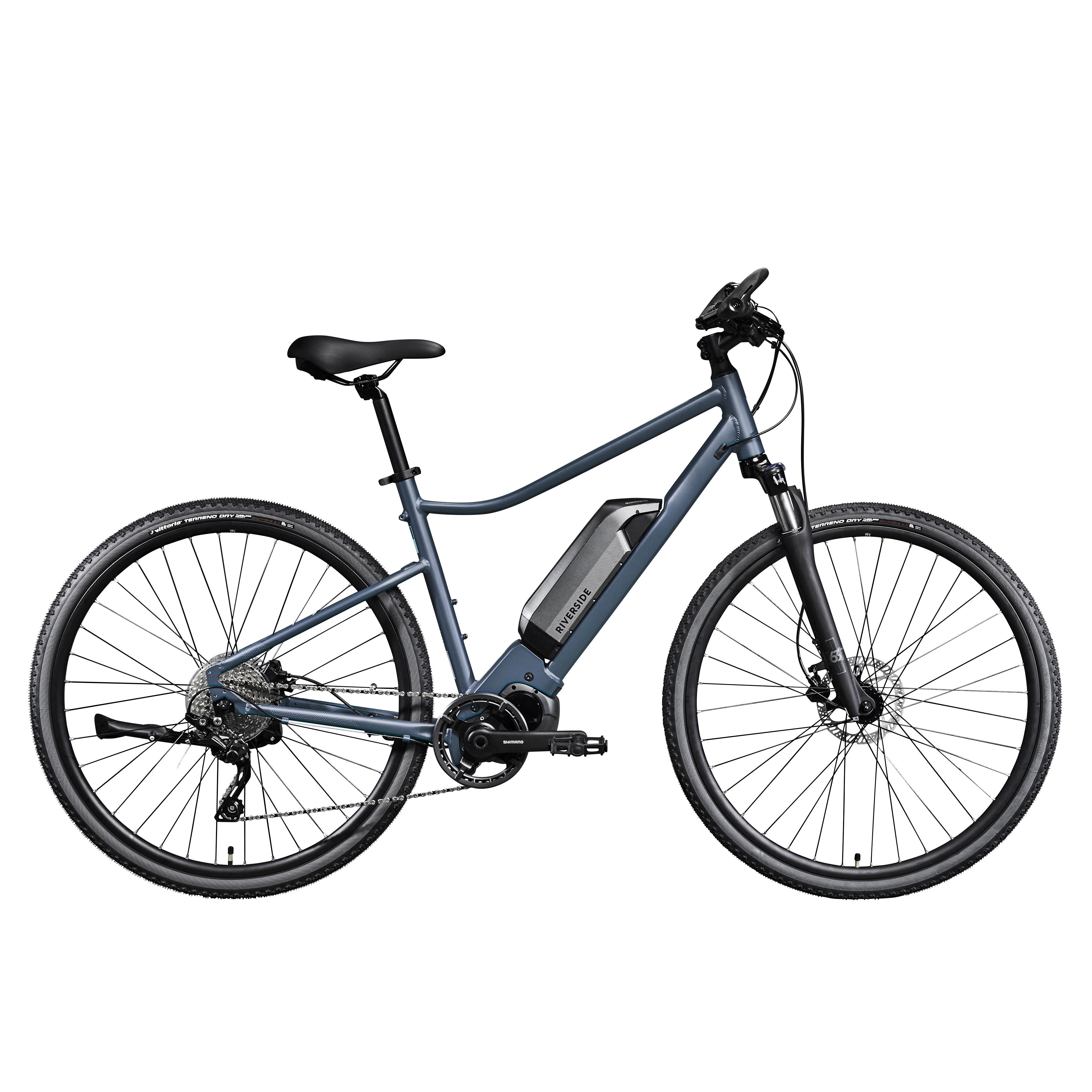 Bicicletă polivalentă electrică RIVERSIDE 540 E Albastru decathlon.ro imagine noua