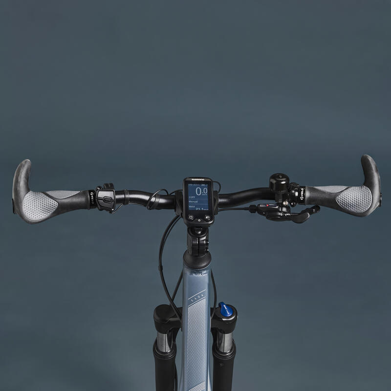 Bicicleta eléctrica de trekking viaje aluminio Riverside EBIKE 540 azul gris