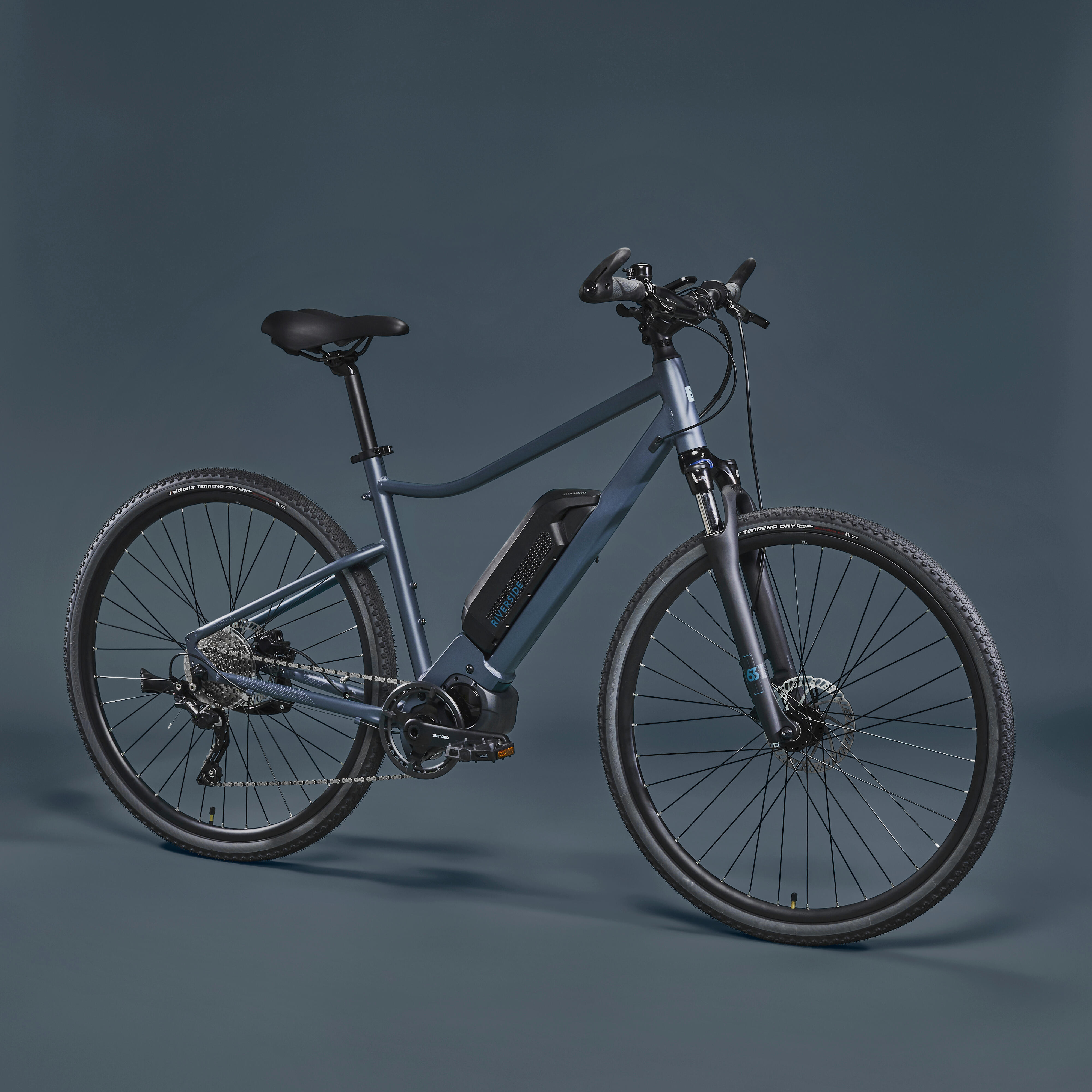 Bici trekking a pedalata assistita RIVERSIDE 540 E azzurra RIVERSIDE |  DECATHLON
